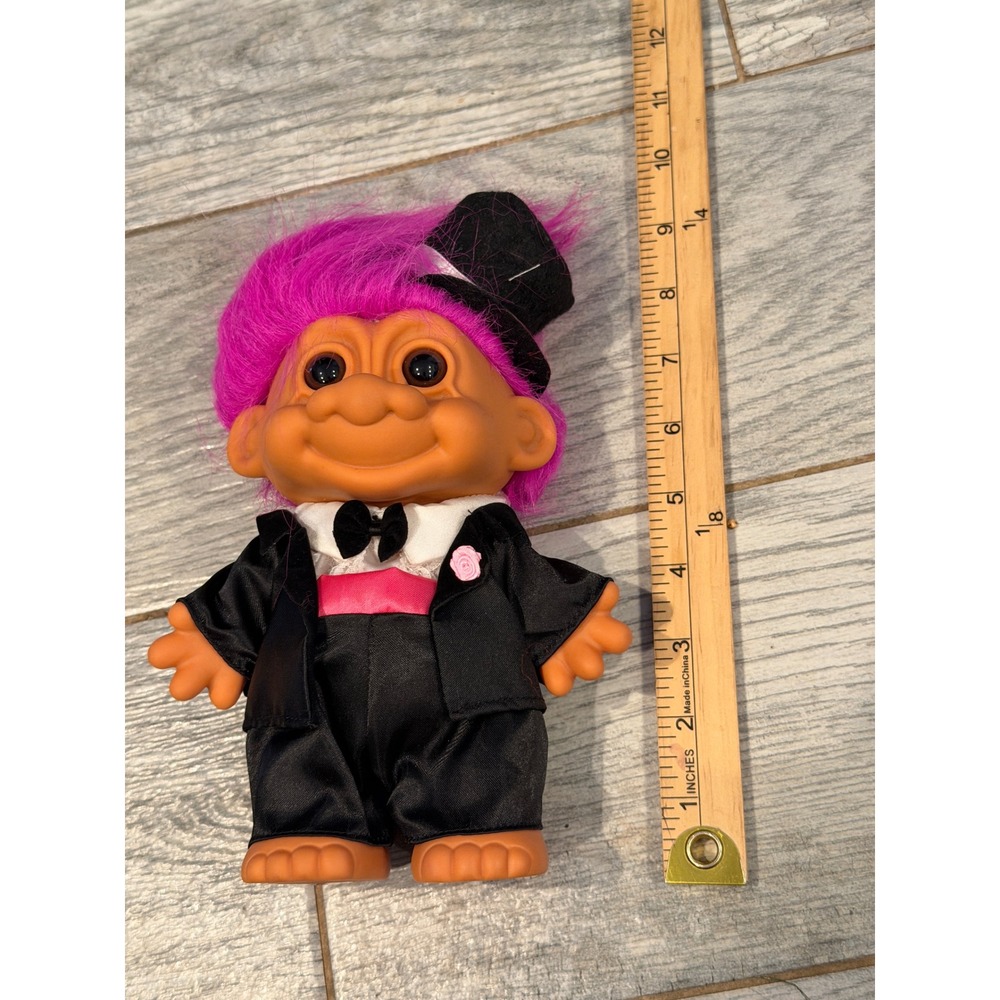 Russ Berrie Troll Doll Groom 5" Pink Hair Tuxedo Wedding Vintage 18347 Retro 80s